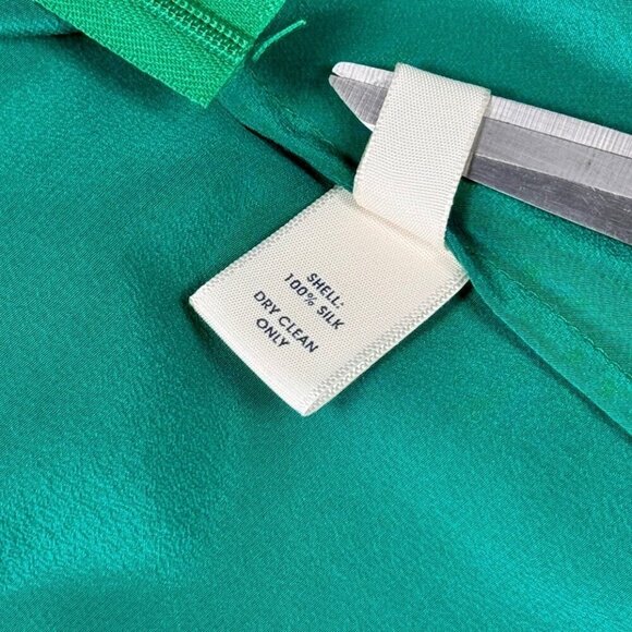 NWT Rebecca Minkoff Silk Dress Sz.4 Kelly Green V-Neck Feminine Coquette Glam - Picture 10 of 11